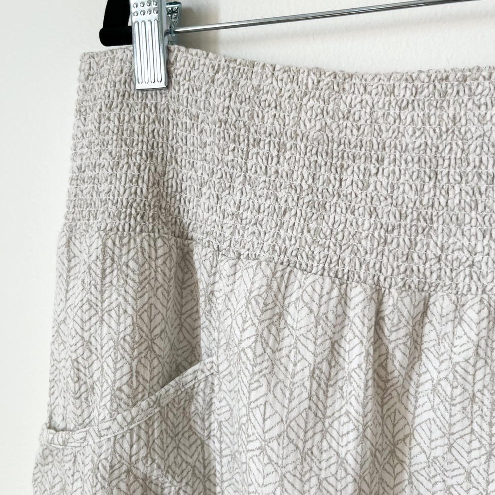 Prana Sugar Pine Skirt Pockets Smocked Waist Womens XL White Taupe - Picture 5 of 10